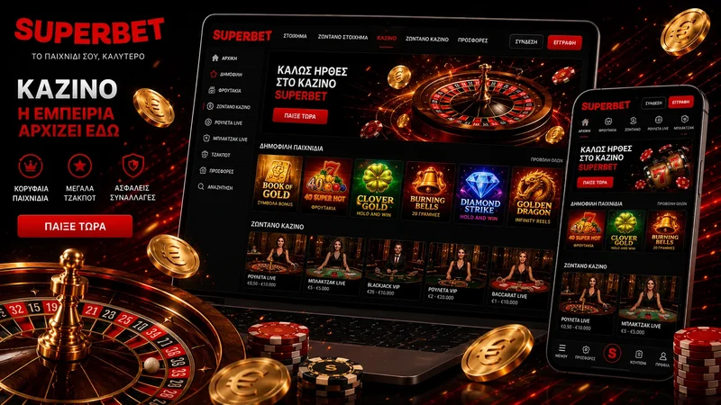 Λόμπι casino της Superbet με φρουτάκια και live τραπέζια